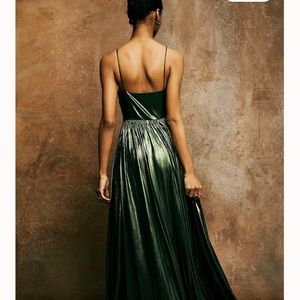 Retrofete green lame evening gown.